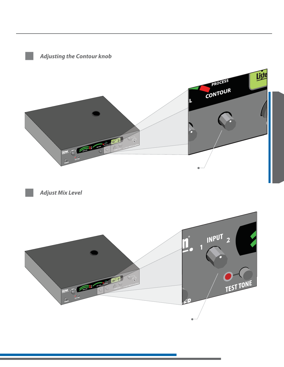 Adjusting the contour knob, Adjust mix level | Listen Technologies LA-161 User Manual | Page 33 / 65