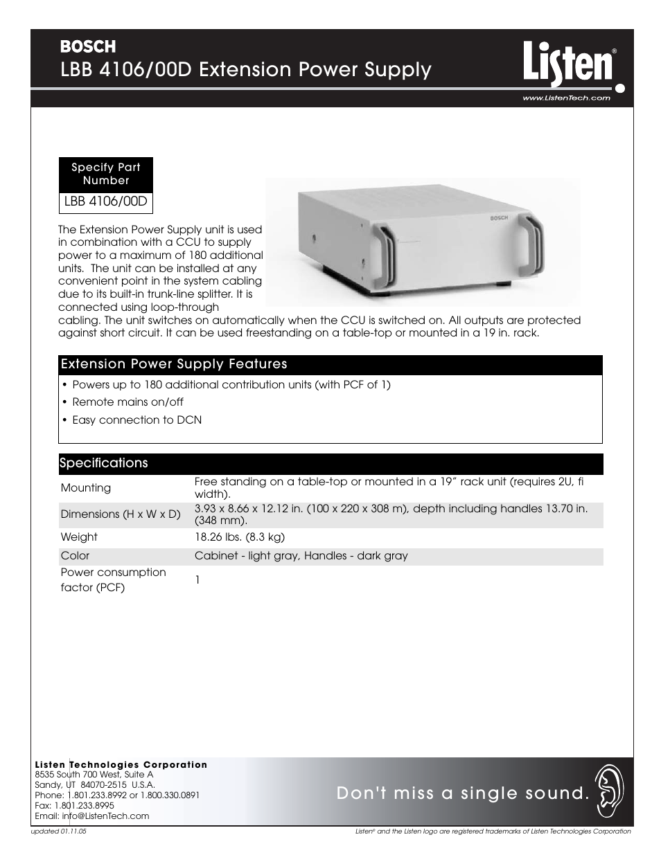 Listen Technologies LBB 400D User Manual | 1 page