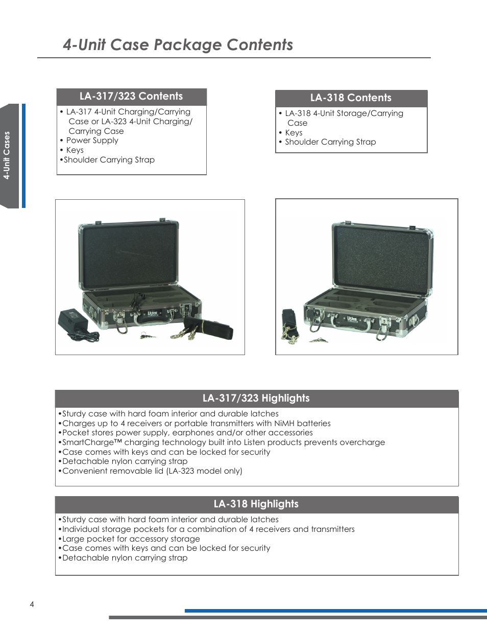 Unit case package contents, La-318 contents, La-318 highlights | Listen Technologies LA-321 User Manual | Page 8 / 36