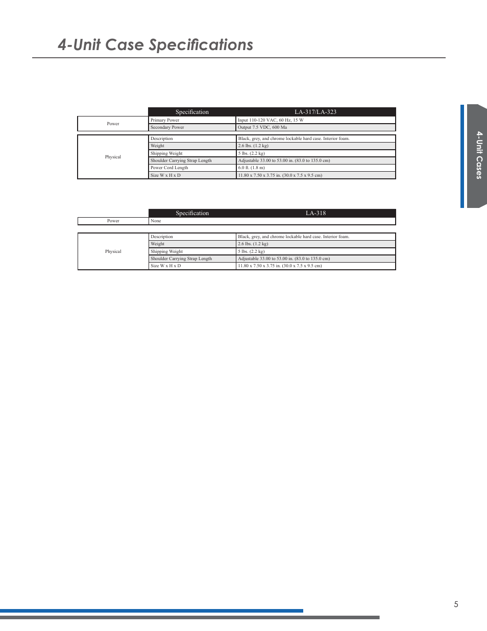 Unit case specifications, Unit cases | Listen Technologies LA-321 User Manual | Page 9 / 36