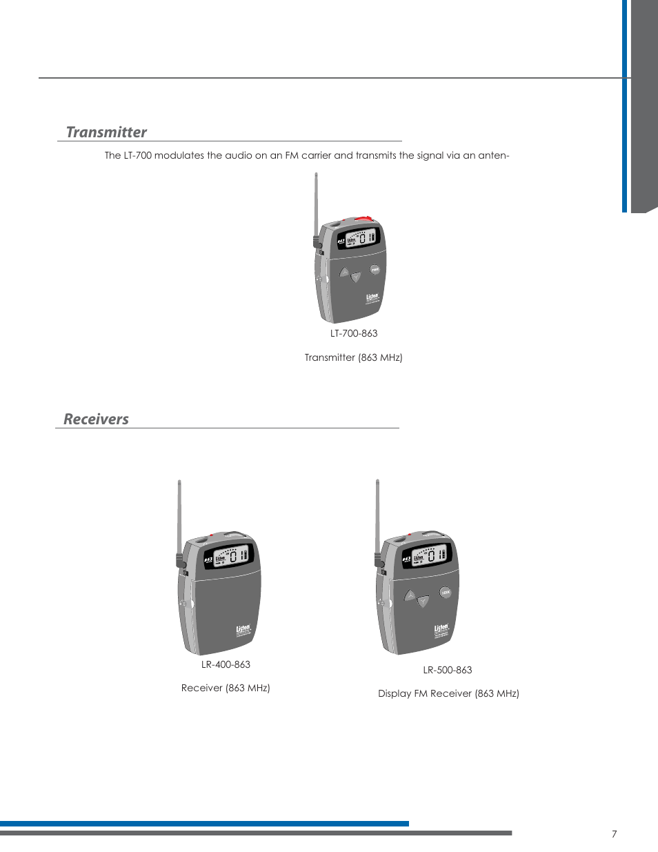 System overview, Receivers, Transmitter | Listen Technologies 863.050 User Manual | Page 13 / 76