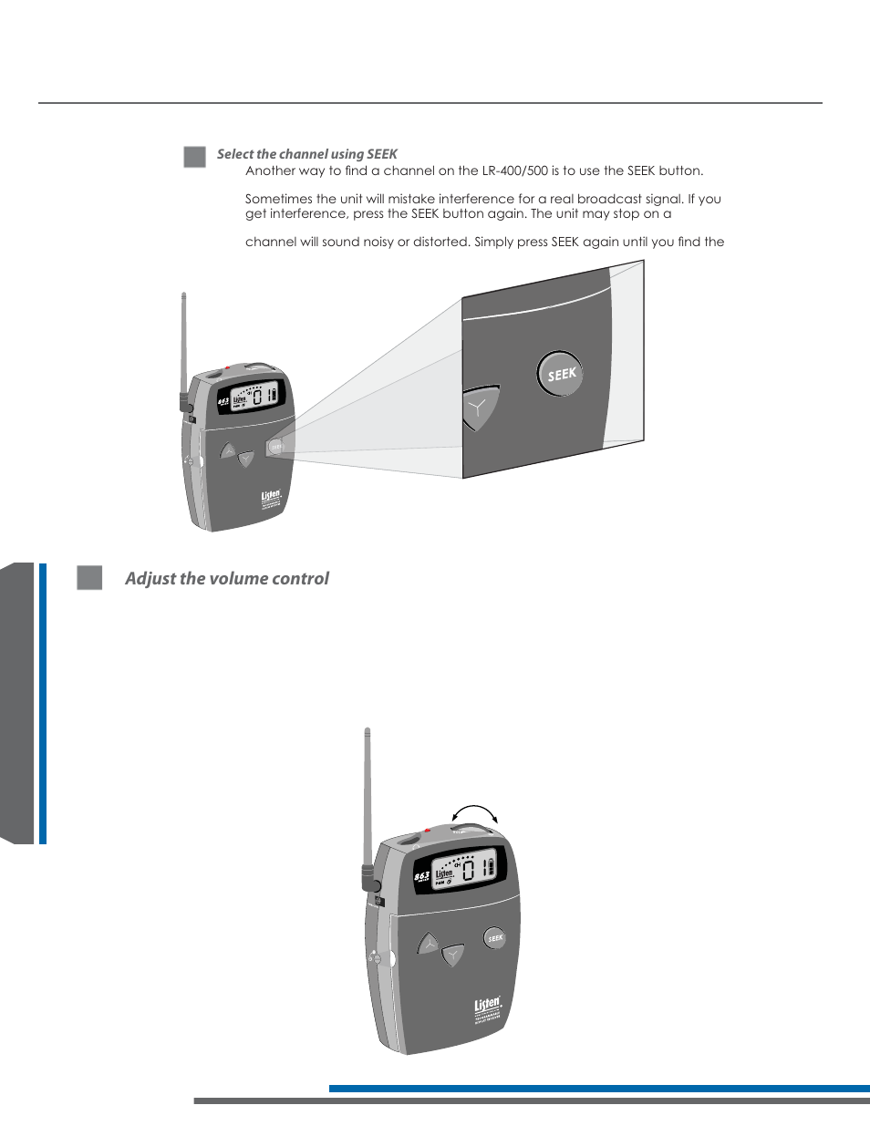 Adjust the volume control | Listen Technologies 863.050 User Manual | Page 52 / 76