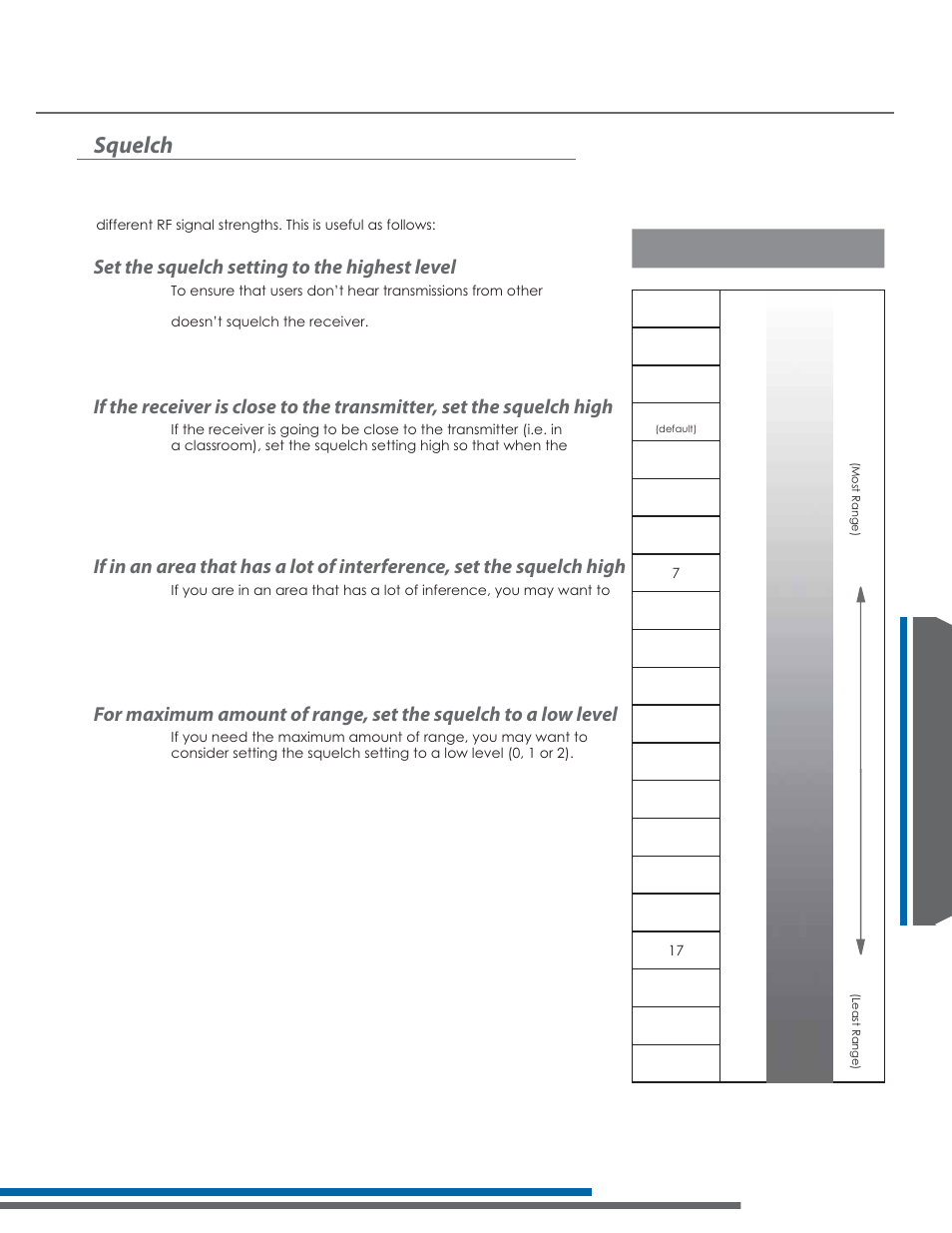 Squelch, Set the squelch setting to the highest level | Listen Technologies 863.050 User Manual | Page 55 / 76