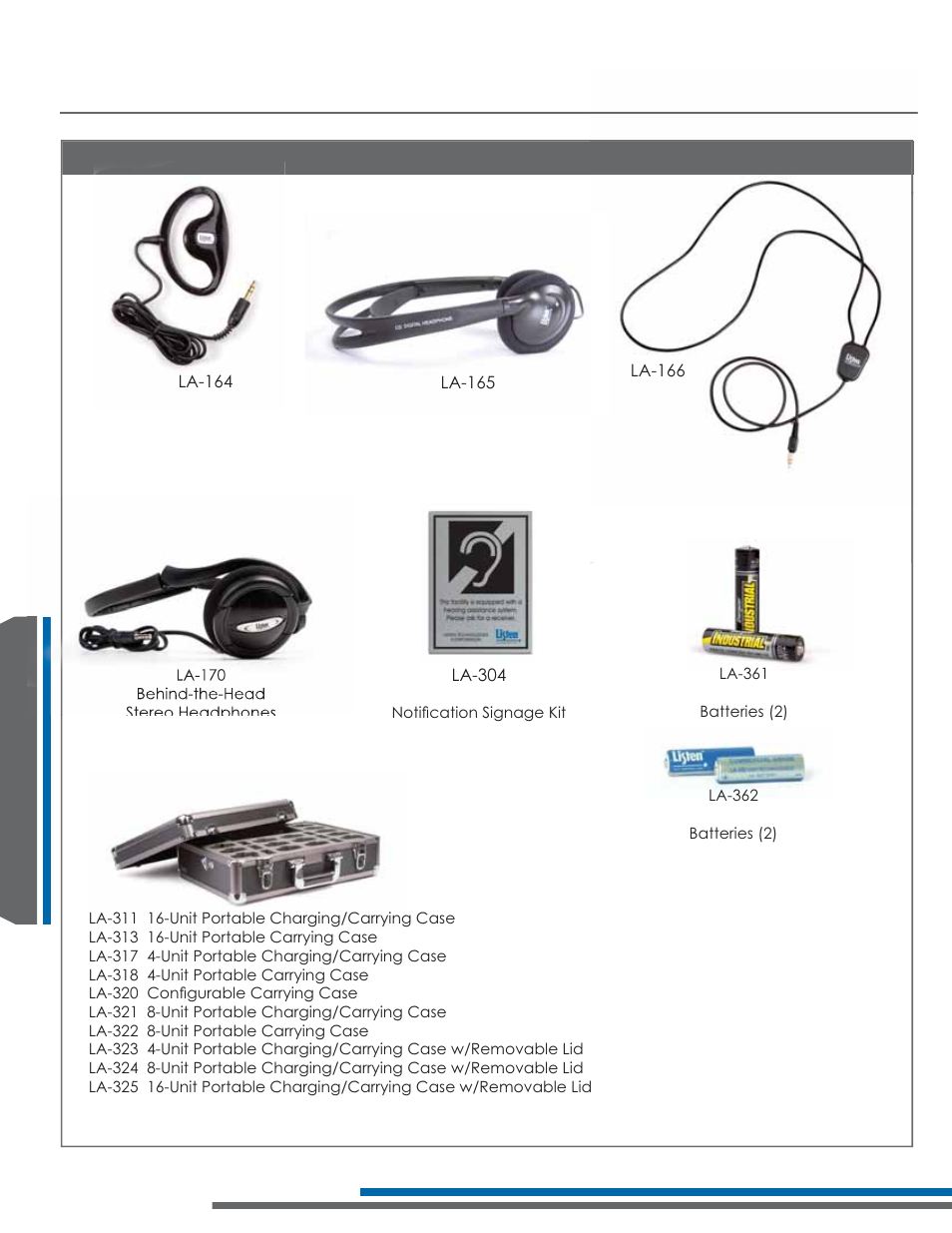 Accessories | Listen Technologies 863.050 User Manual | Page 58 / 76