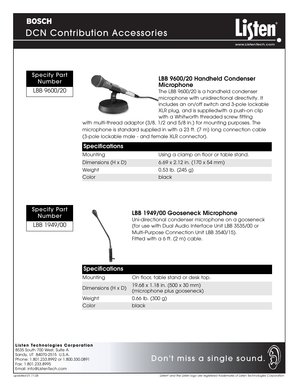 Listen Technologies LBB 9620 User Manual | 3 pages