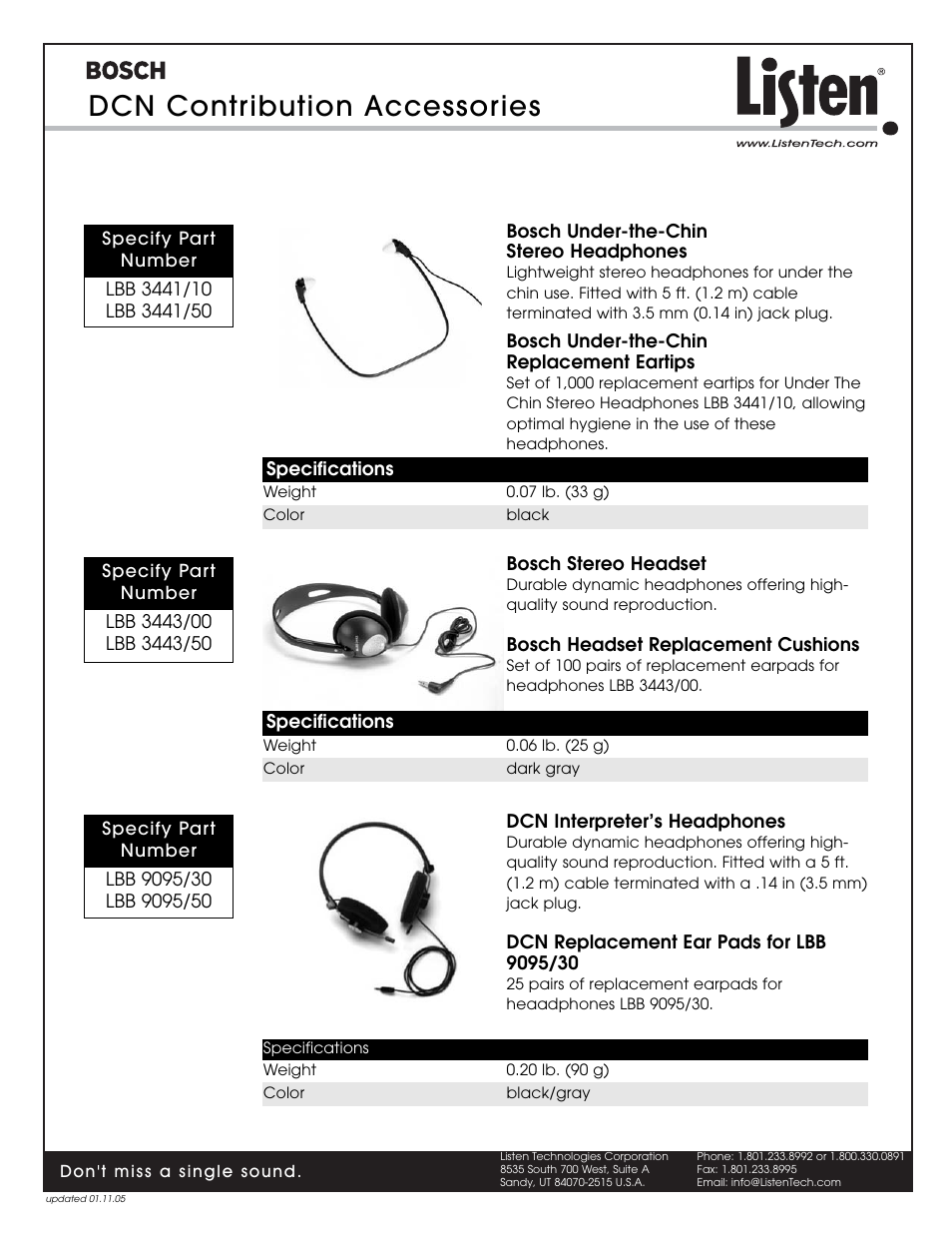 Dcn contribution accessories | Listen Technologies LBB 9620 User Manual | Page 3 / 3