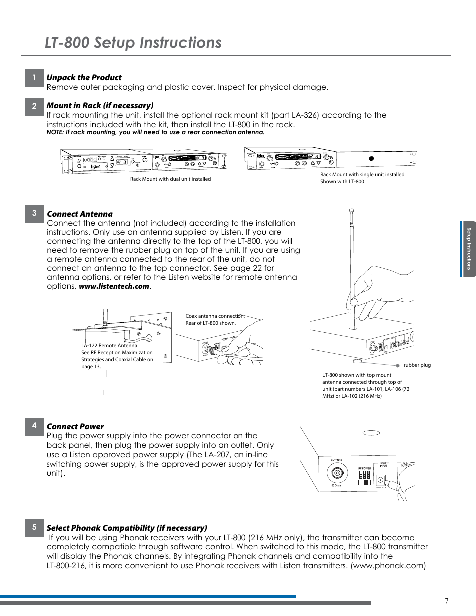 Lt-800 setup instructions | Listen Technologies NOT FLJ LT-800-216 User Manual | Page 11 / 32