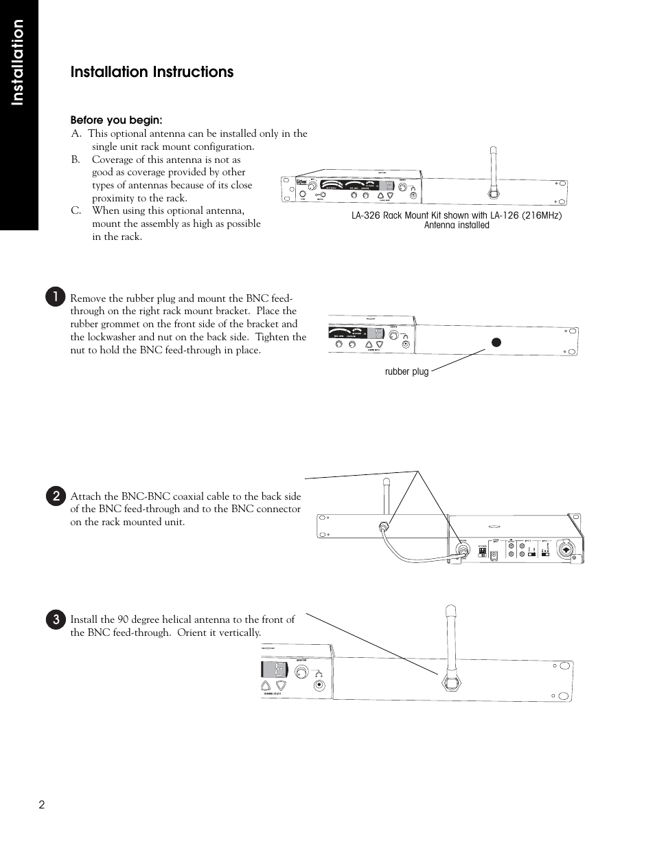 Installation, Installation instructions | Listen Technologies LA-126 User Manual | Page 4 / 6