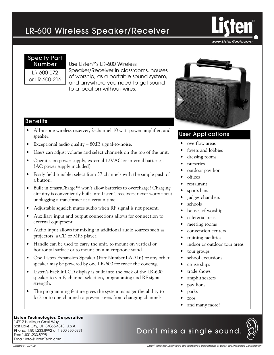 Listen Technologies LA-201 User Manual | 4 pages