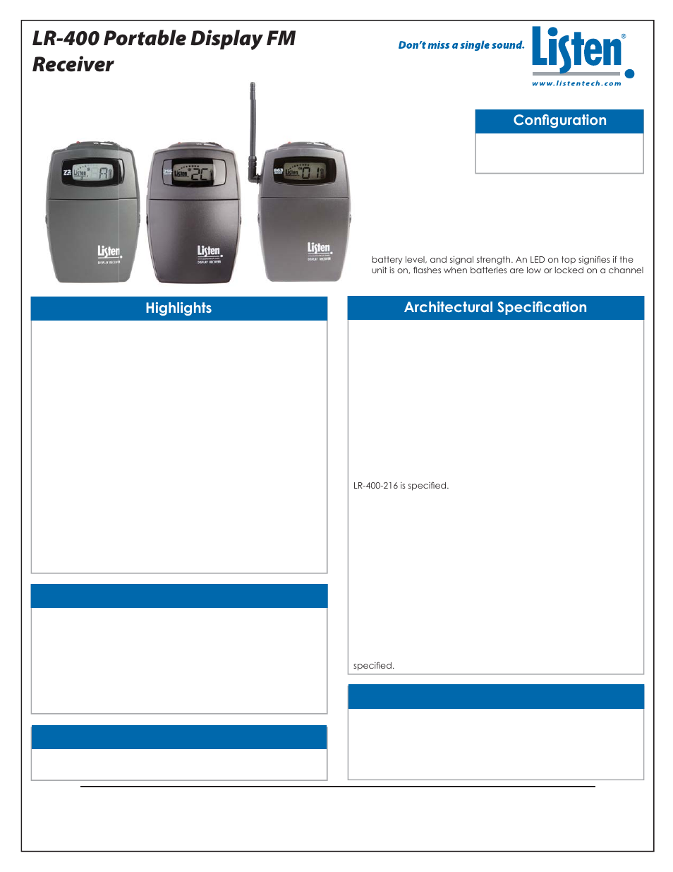 Listen Technologies LR-400 User Manual | 7 pages