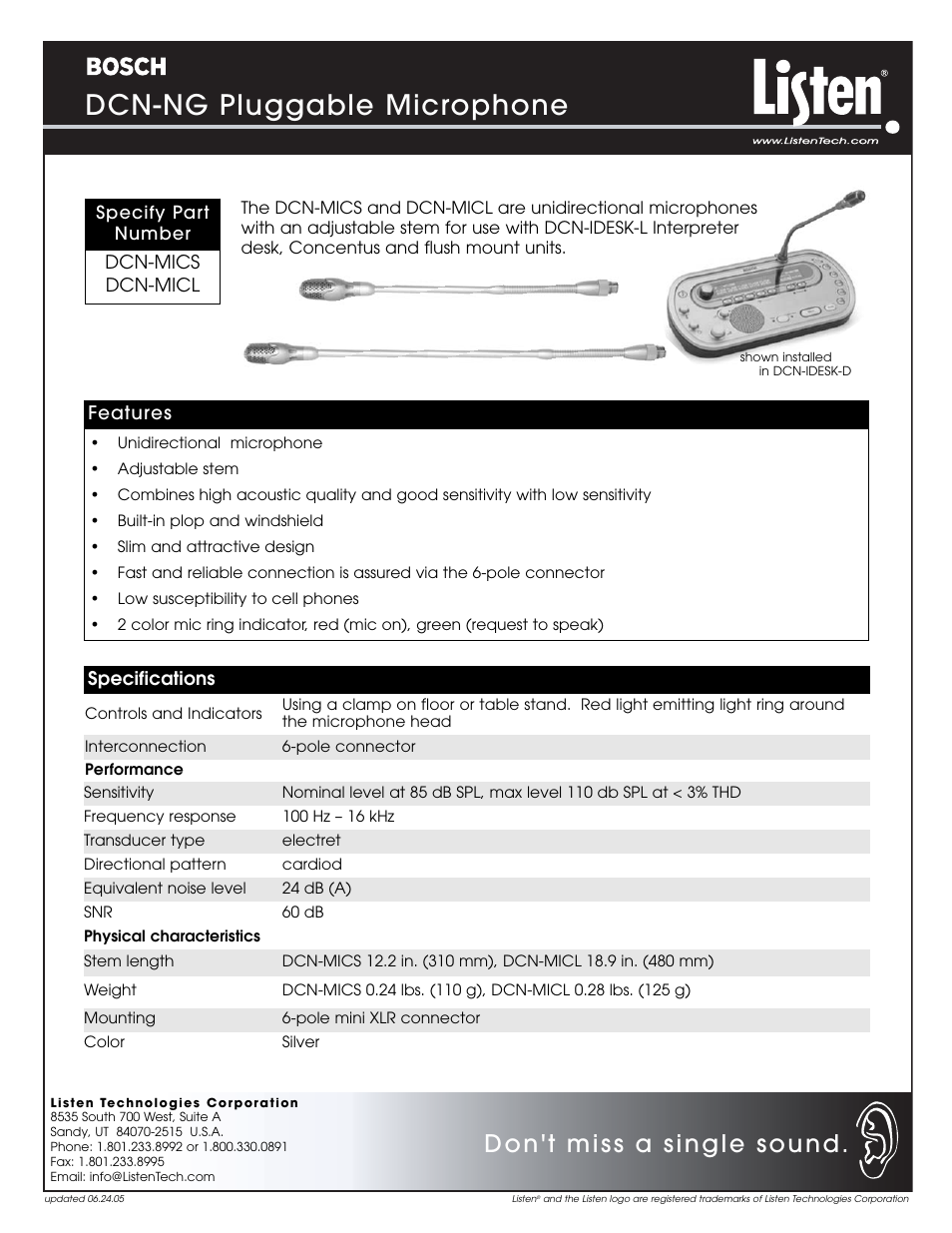 Listen Technologies DCN-MICS User Manual | 1 page