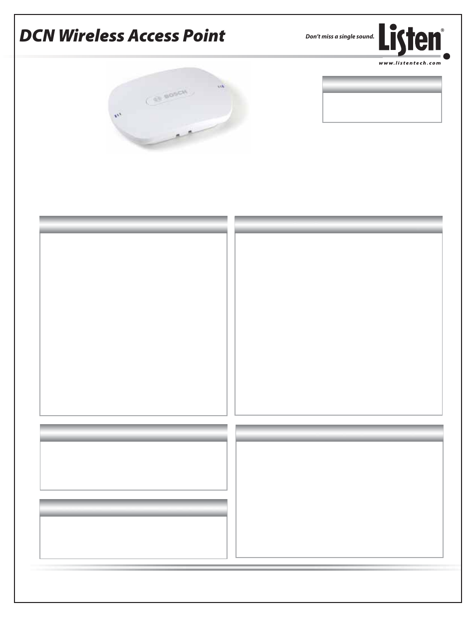 Listen Technologies DCN-WAP User Manual | 5 pages