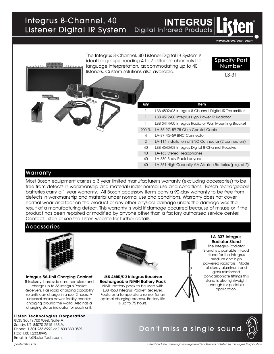 Listen Technologies Integrus 8-Channel User Manual | 1 page