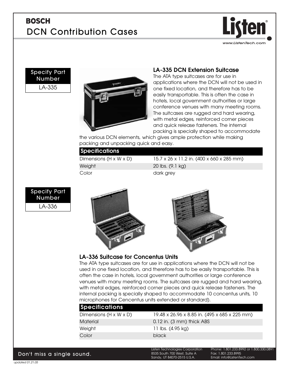 Dcn contribution cases | Listen Technologies DCN LA-335 User Manual | Page 2 / 3