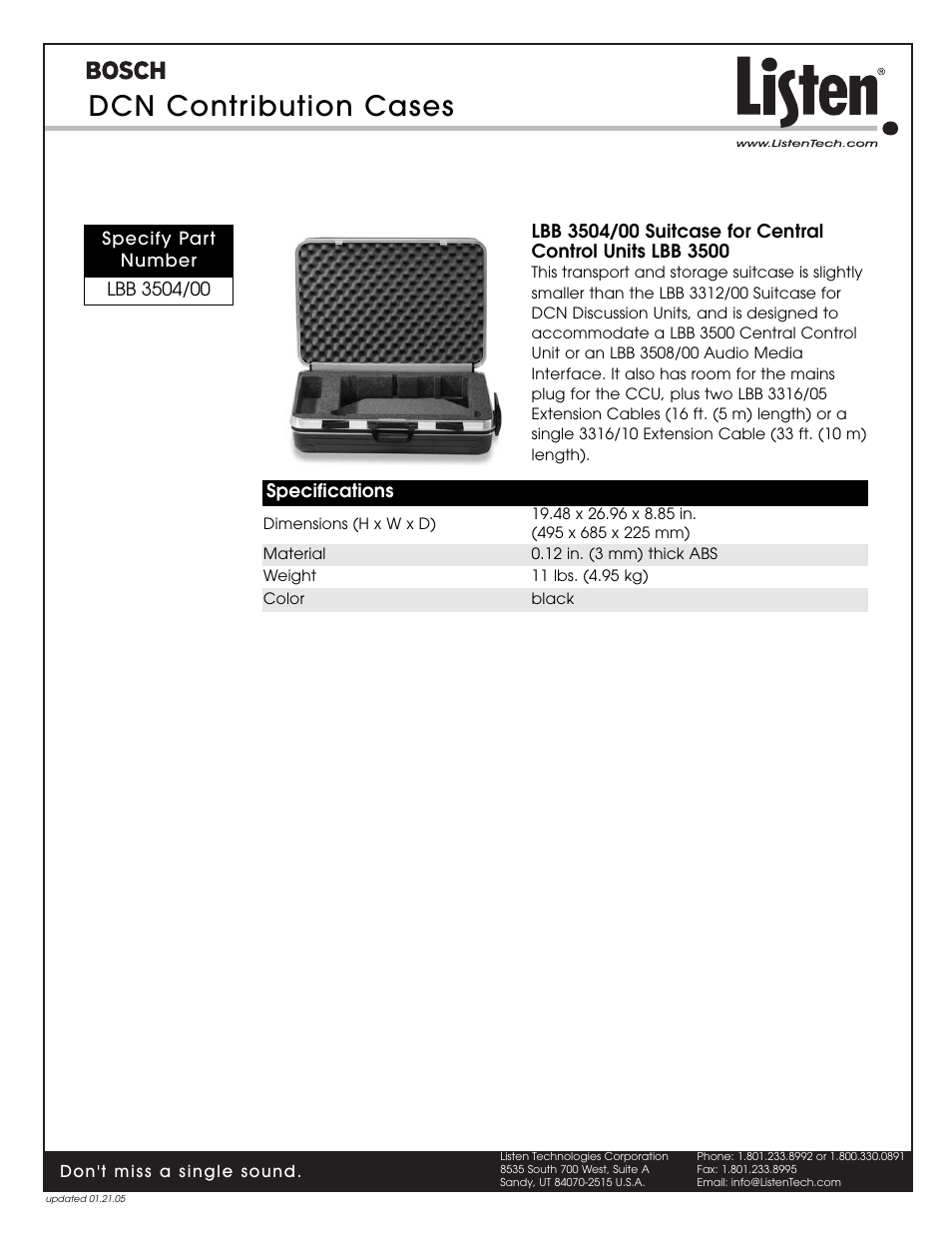 Dcn contribution cases | Listen Technologies DCN LA-335 User Manual | Page 3 / 3