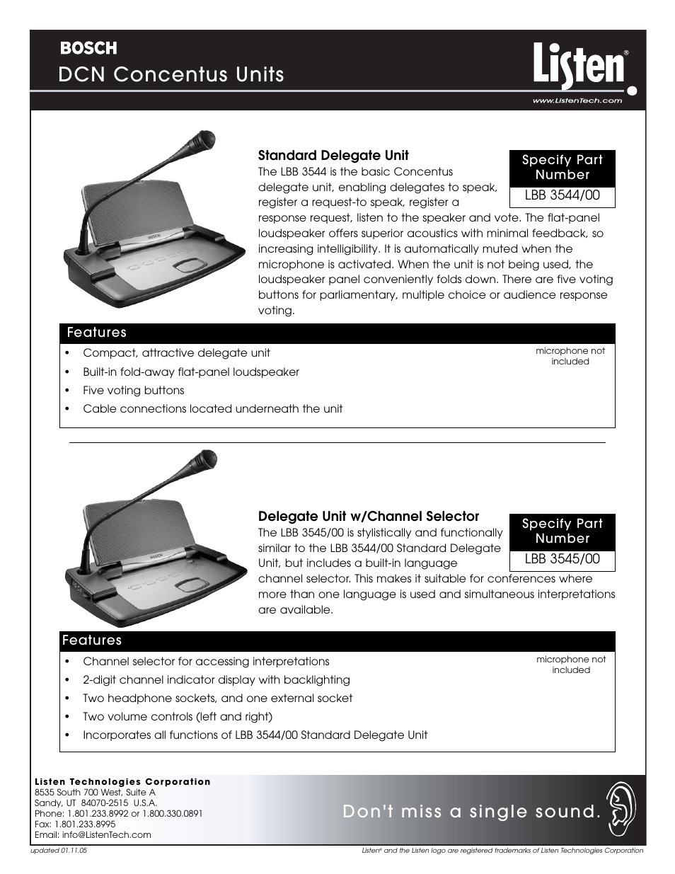 Listen Technologies LBB 3544/00 User Manual | 3 pages