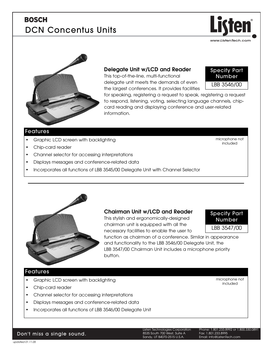 Dcn concentus units | Listen Technologies LBB 3544/00 User Manual | Page 2 / 3
