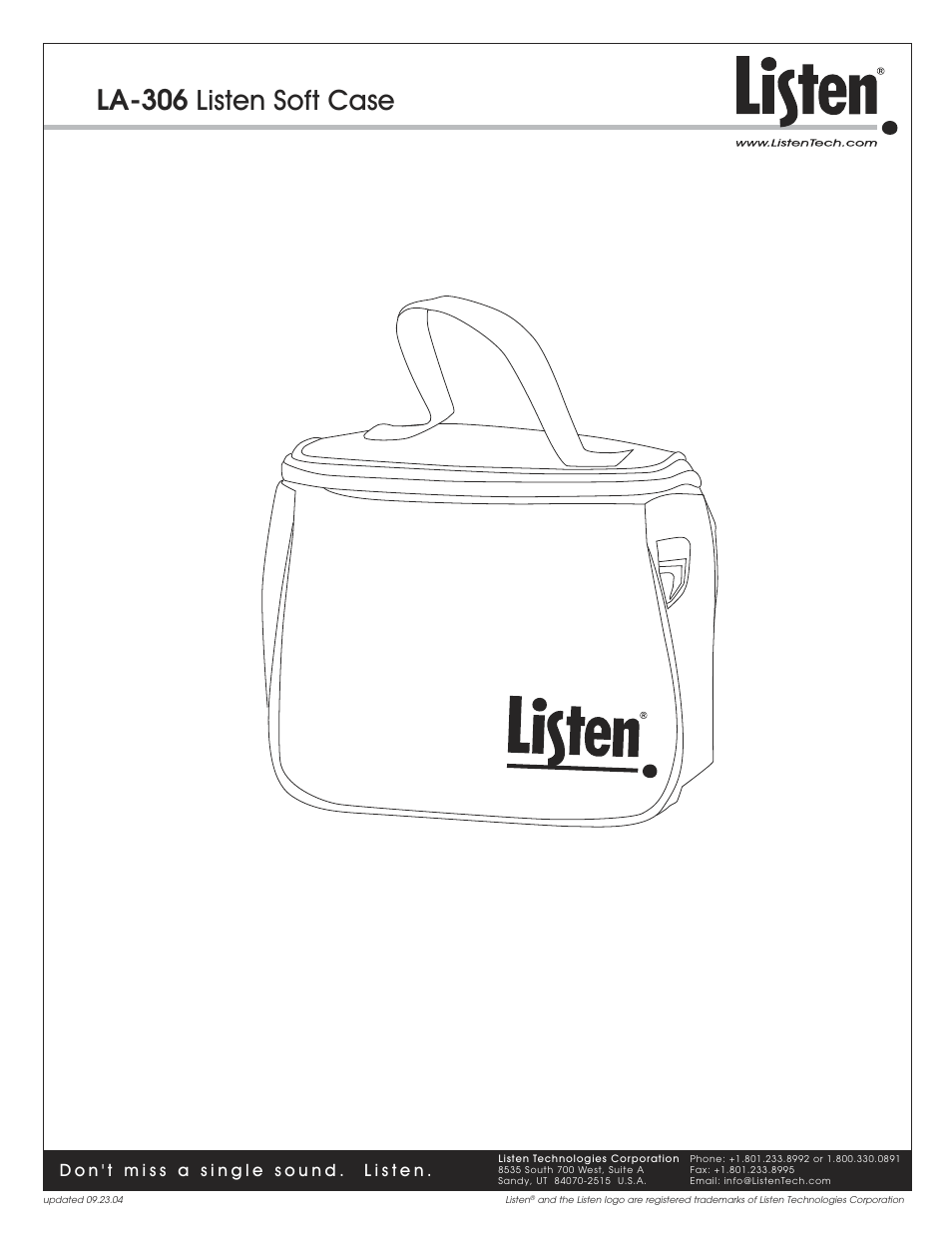 Listen Technologies Listen Soft Case LA-306 User Manual | 1 page