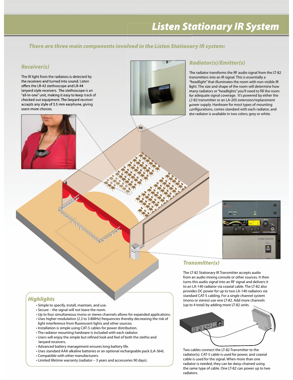 Listen stationary ir system | Listen Technologies Stationary IR LT-82 User Manual | Page 3 / 8