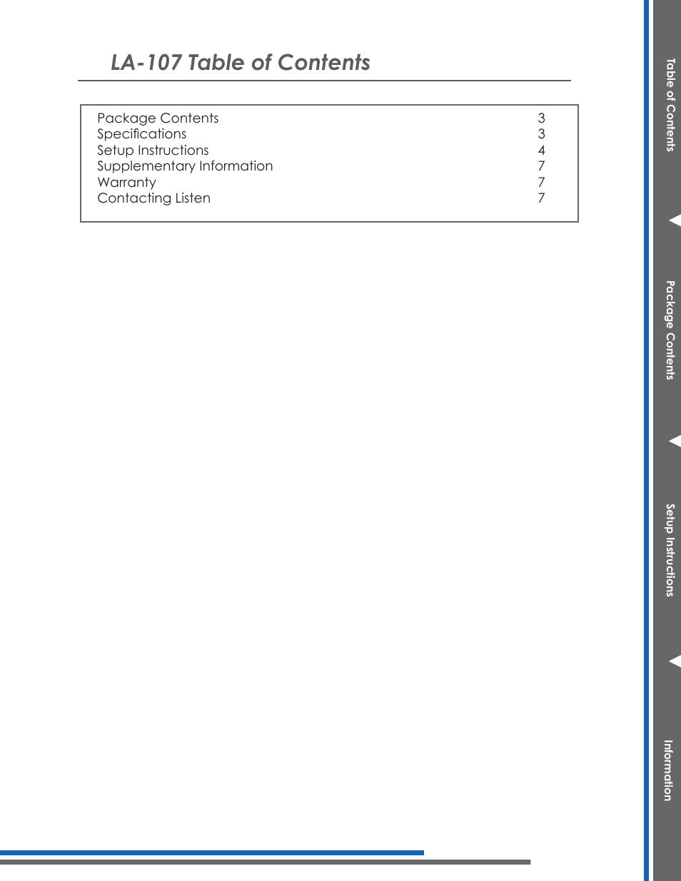 La-107 table of contents | Listen Technologies LA-107 User Manual | Page 5 / 12