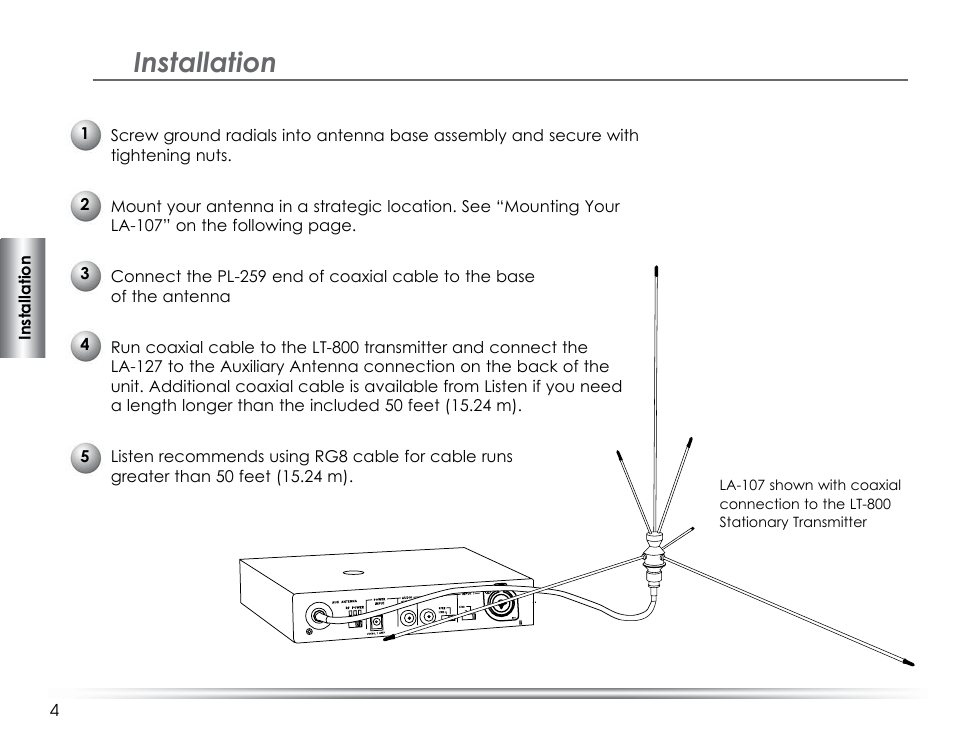 Installation | Listen Technologies LA-140 User Manual | Page 10 / 16