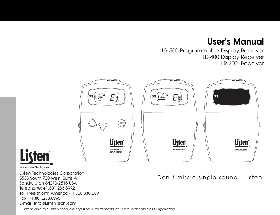 Listen Technologies LR-300 User Manual | 76 pages