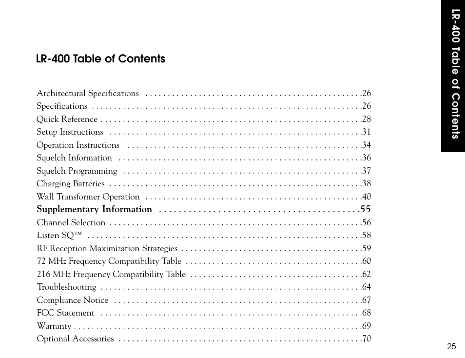 Lr-400 table of contents | Listen Technologies LR-300 User Manual | Page 27 / 76