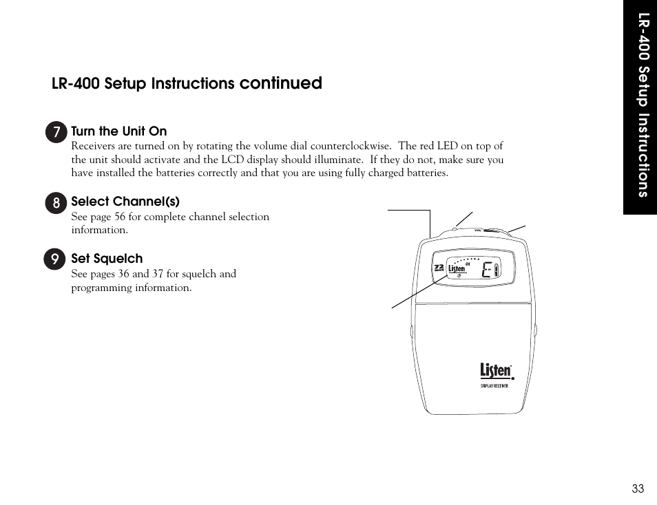Continued, Lr-400 setup instructions | Listen Technologies LR-300 User Manual | Page 35 / 76