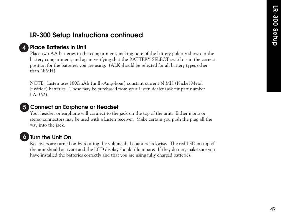 Lr-300 setup instructions continued | Listen Technologies LR-300 User Manual | Page 51 / 76