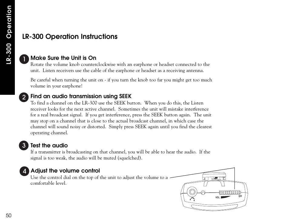 Lr-300 operation instructions | Listen Technologies LR-300 User Manual | Page 52 / 76