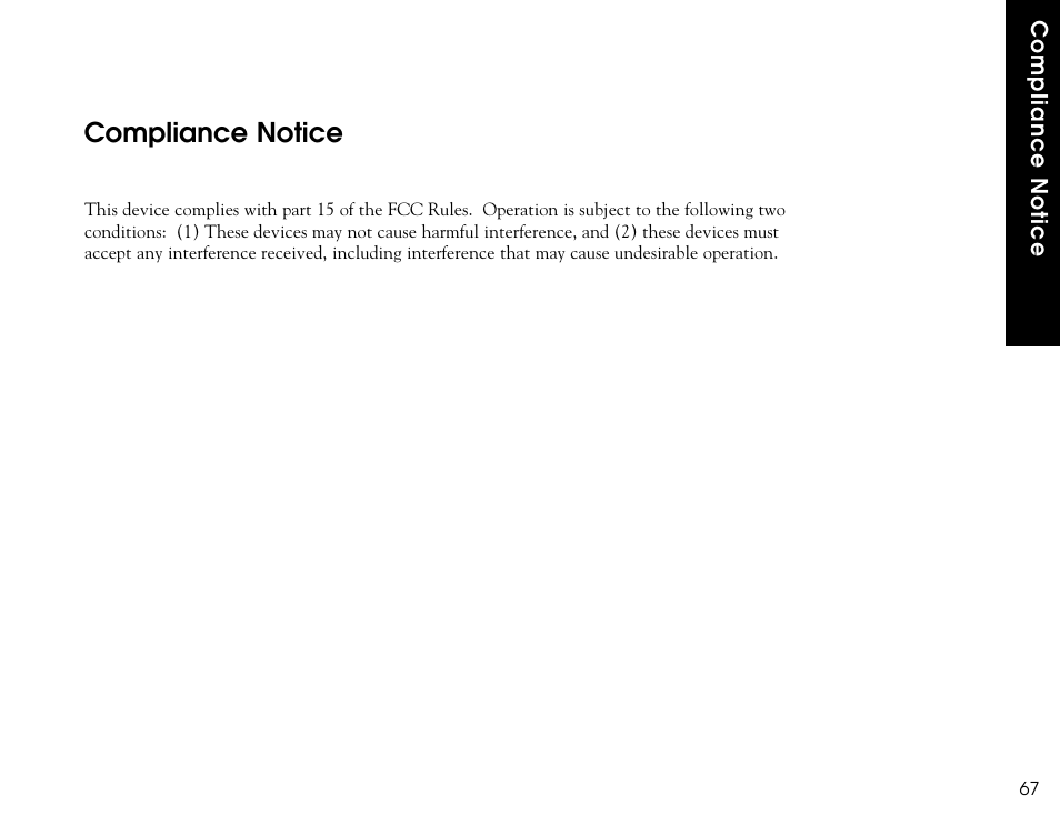 Compliance notice | Listen Technologies LR-300 User Manual | Page 69 / 76