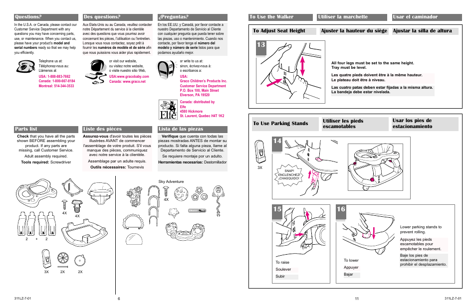Parts list liste des pièces lista de las piezas, Questions? des questions? ¿preguntas | Little Tikes 4533 User Manual | Page 11 / 15