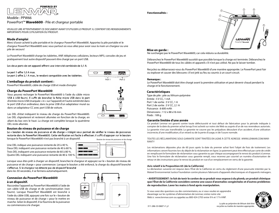Ppw66 2.ai | Lenmar PPW66 User Manual | Page 2 / 3