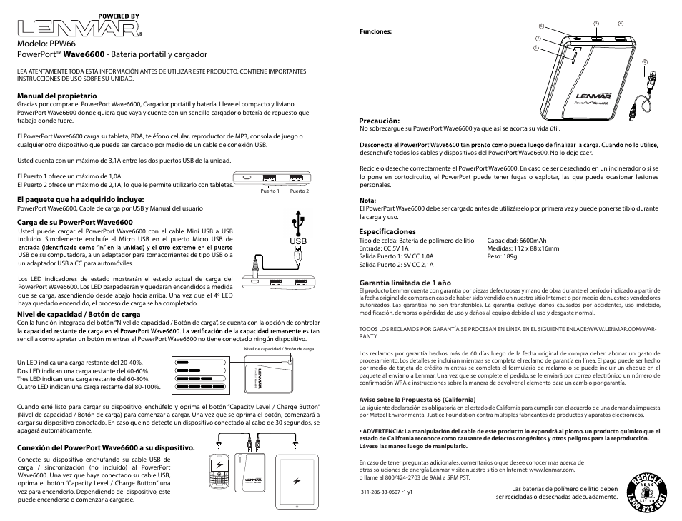Ppw66 3.ai | Lenmar PPW66 User Manual | Page 3 / 3