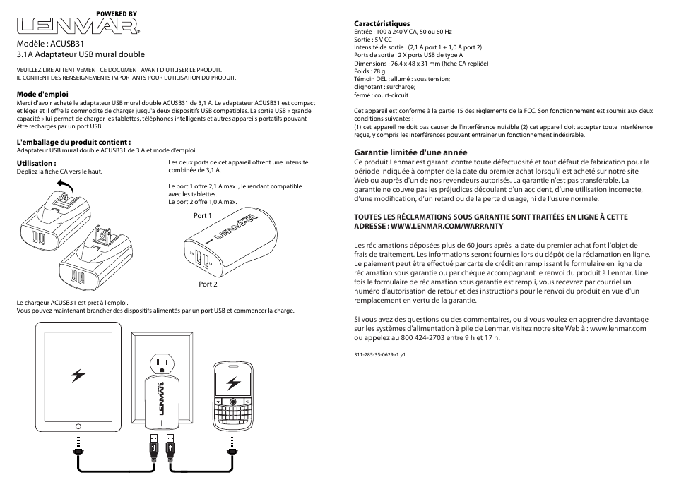 Acub31_french2.ai | Lenmar ACUSB31 User Manual | Page 2 / 3
