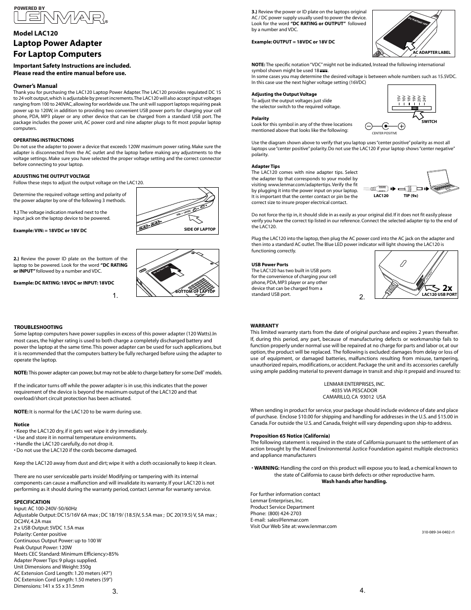 Lenmar LAC120 User Manual | 3 pages