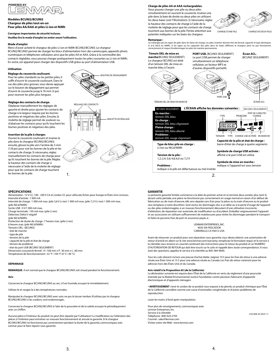 Bcuni2_3 fre3 | Lenmar Enterprises All-in-One Battery Charger BCUNI2 User Manual | Page 2 / 3