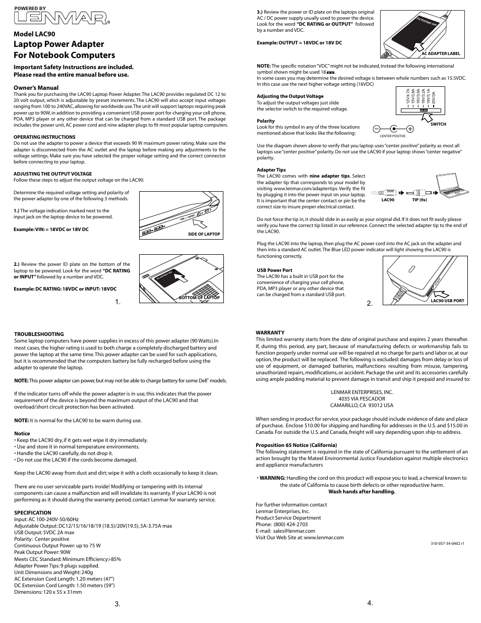 Lenmar LAC90 User Manual | 3 pages