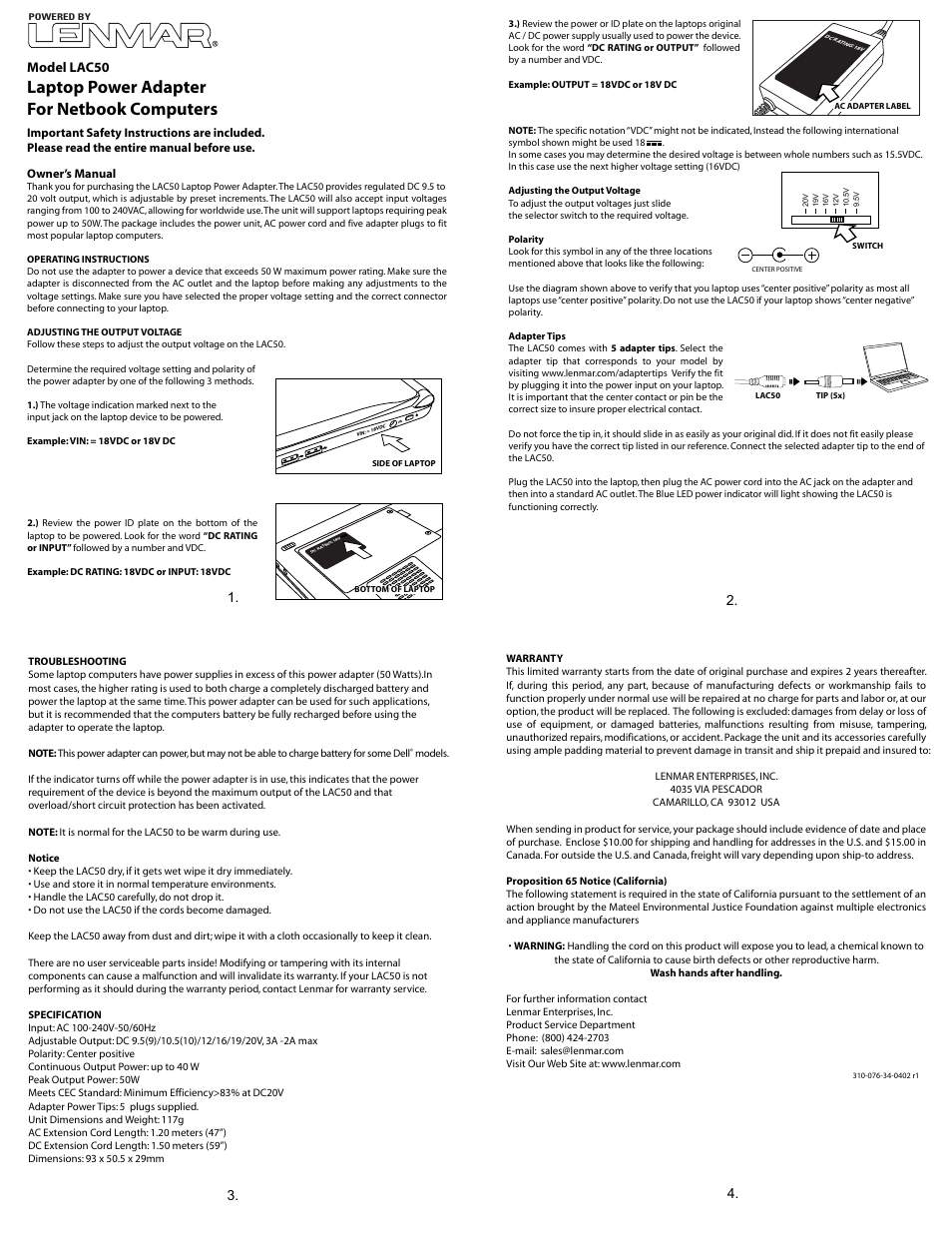 Lenmar LAC50 User Manual | 3 pages