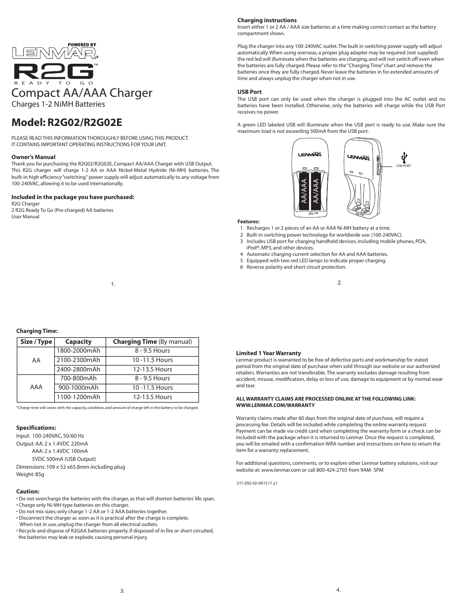 Lenmar R2G02 User Manual | 4 pages
