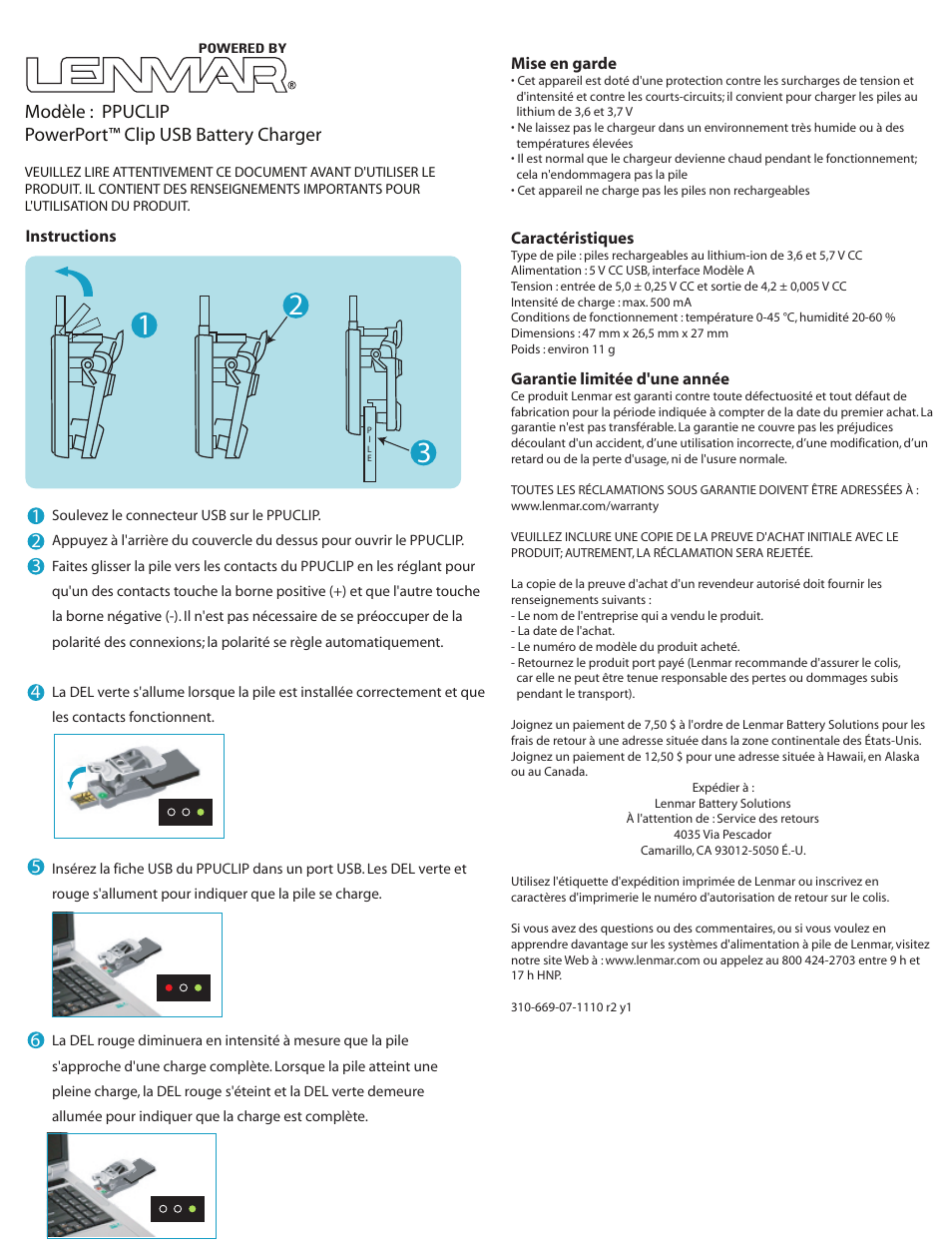 Ppuclip_fre | Lenmar PPUCLIP User Manual | Page 2 / 3