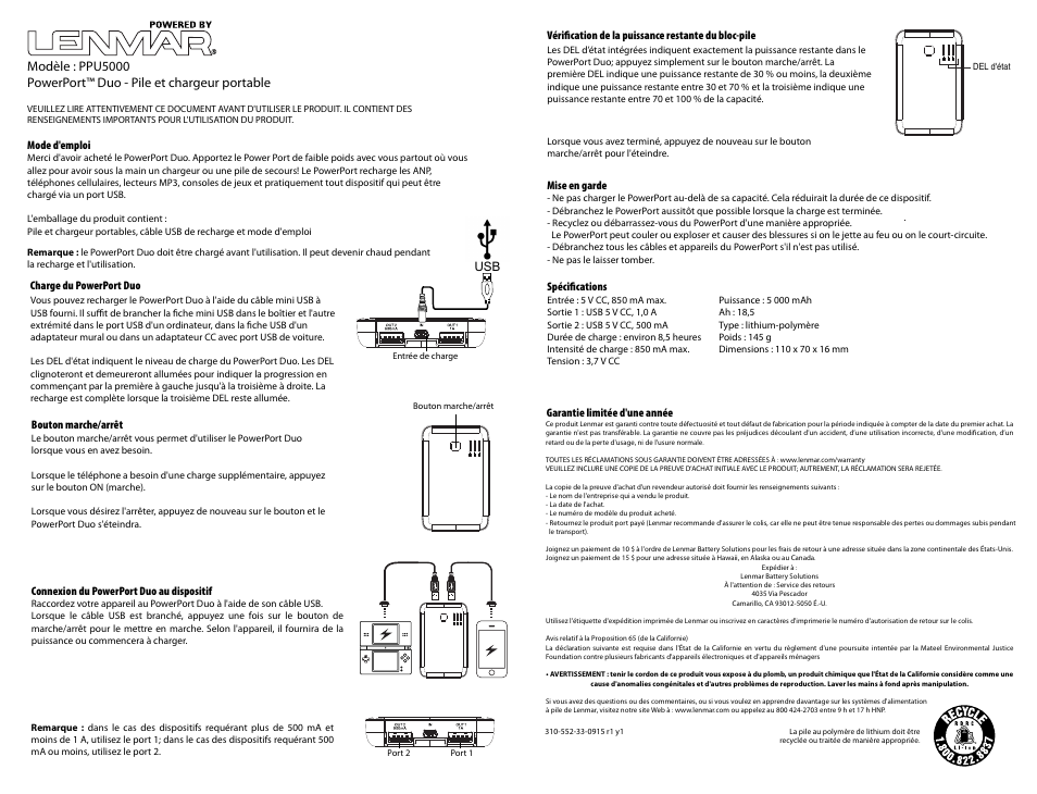 Ppu5000fre | Lenmar PPU5000 User Manual | Page 2 / 3