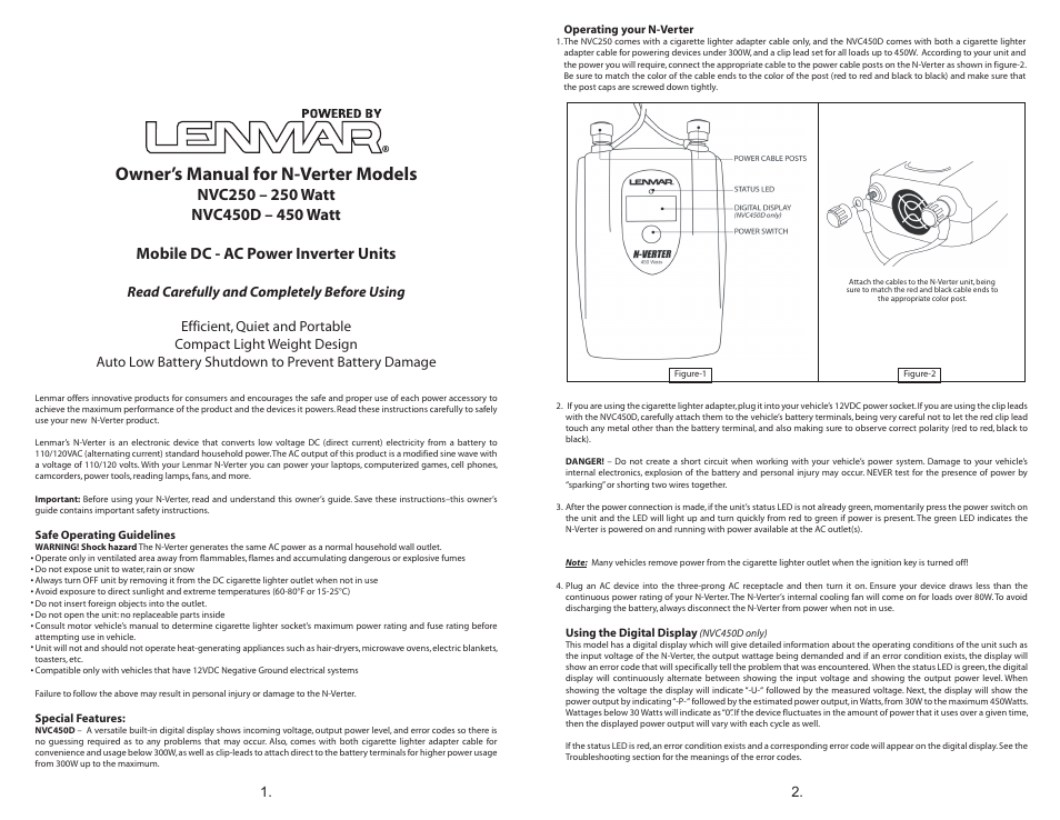Lenmar NVC450D User Manual | 2 pages