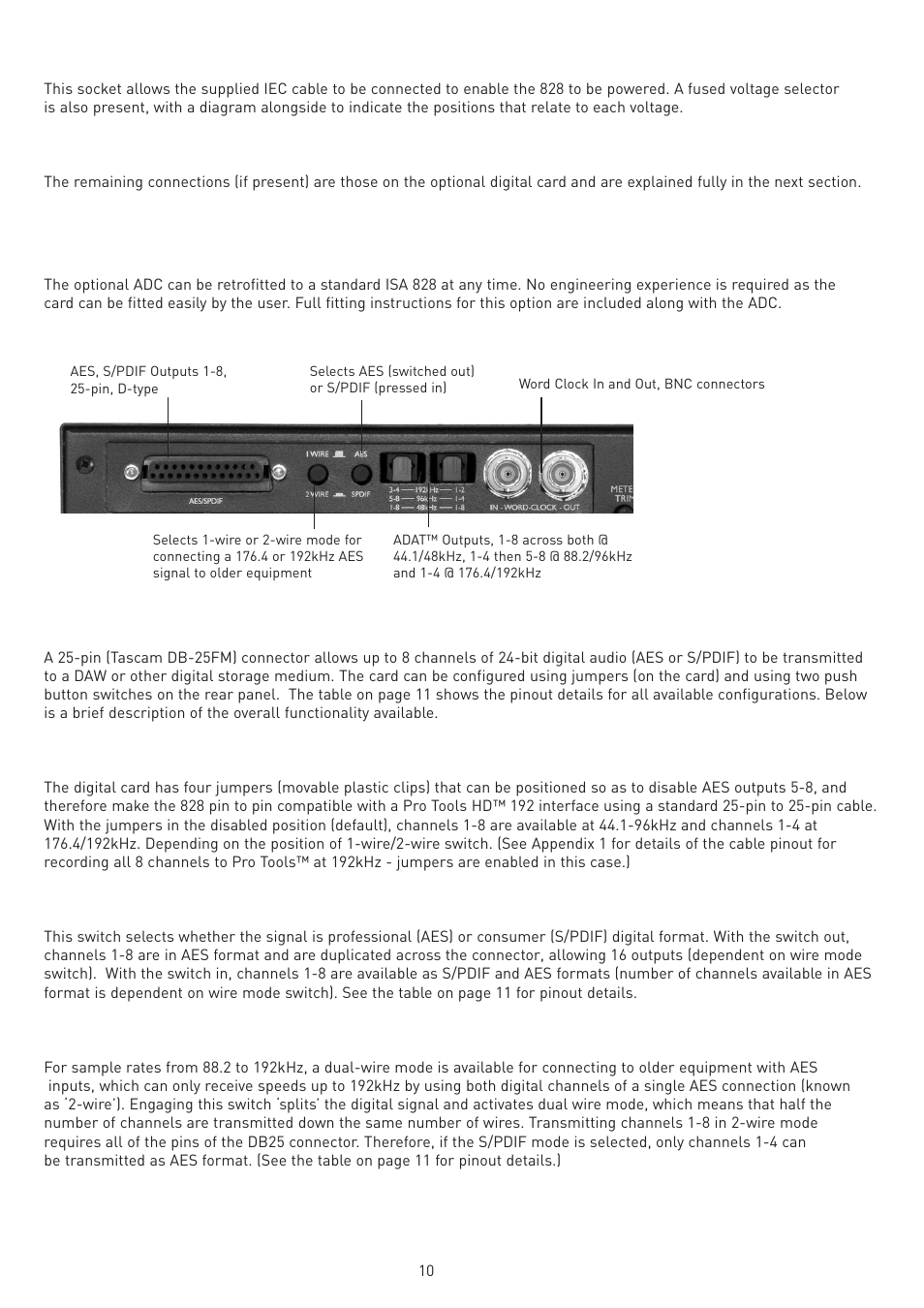 Digital options | Legend Audio ISA 828 User Manual | Page 10 / 21