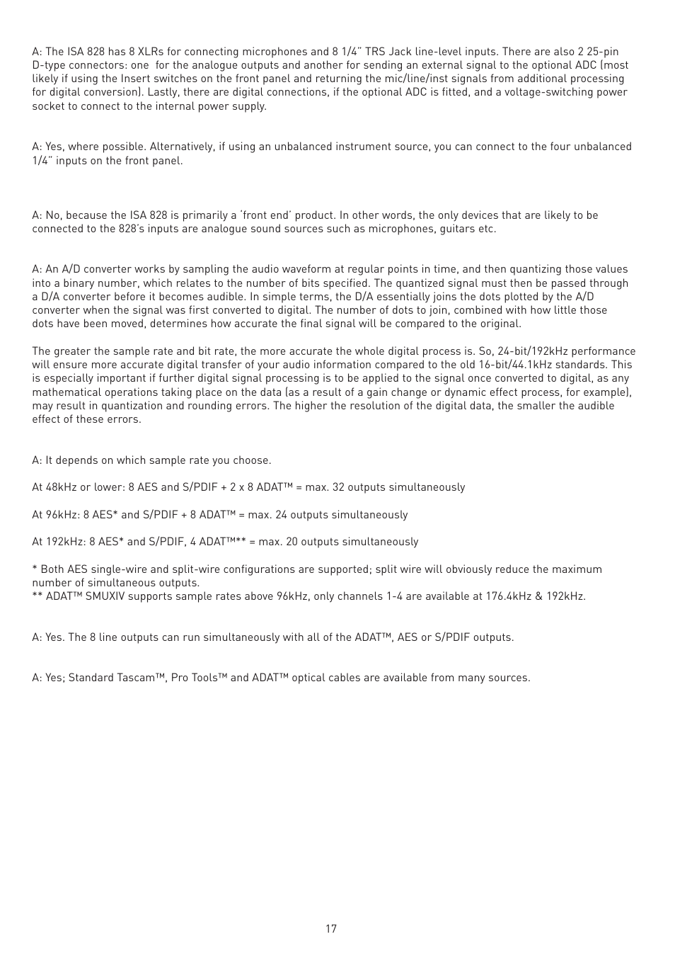 Legend Audio ISA 828 User Manual | Page 17 / 21