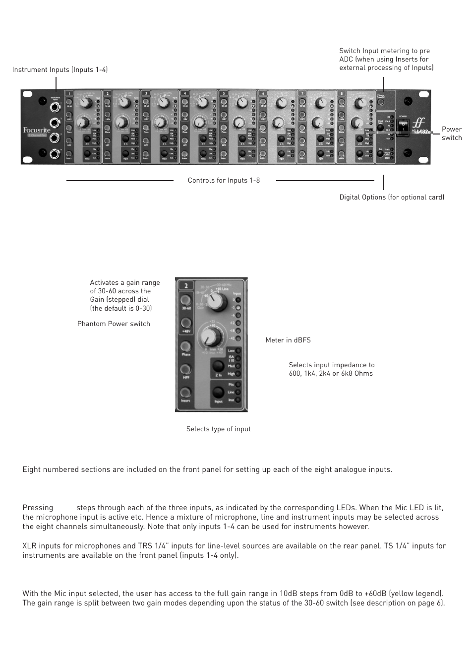 Front panel | Legend Audio ISA 828 User Manual | Page 5 / 21