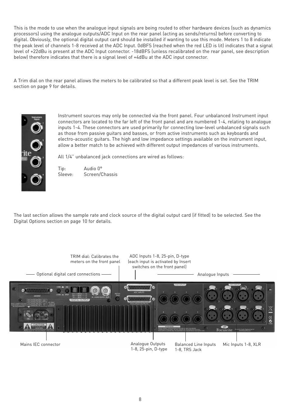 Rear panel | Legend Audio ISA 828 User Manual | Page 8 / 21