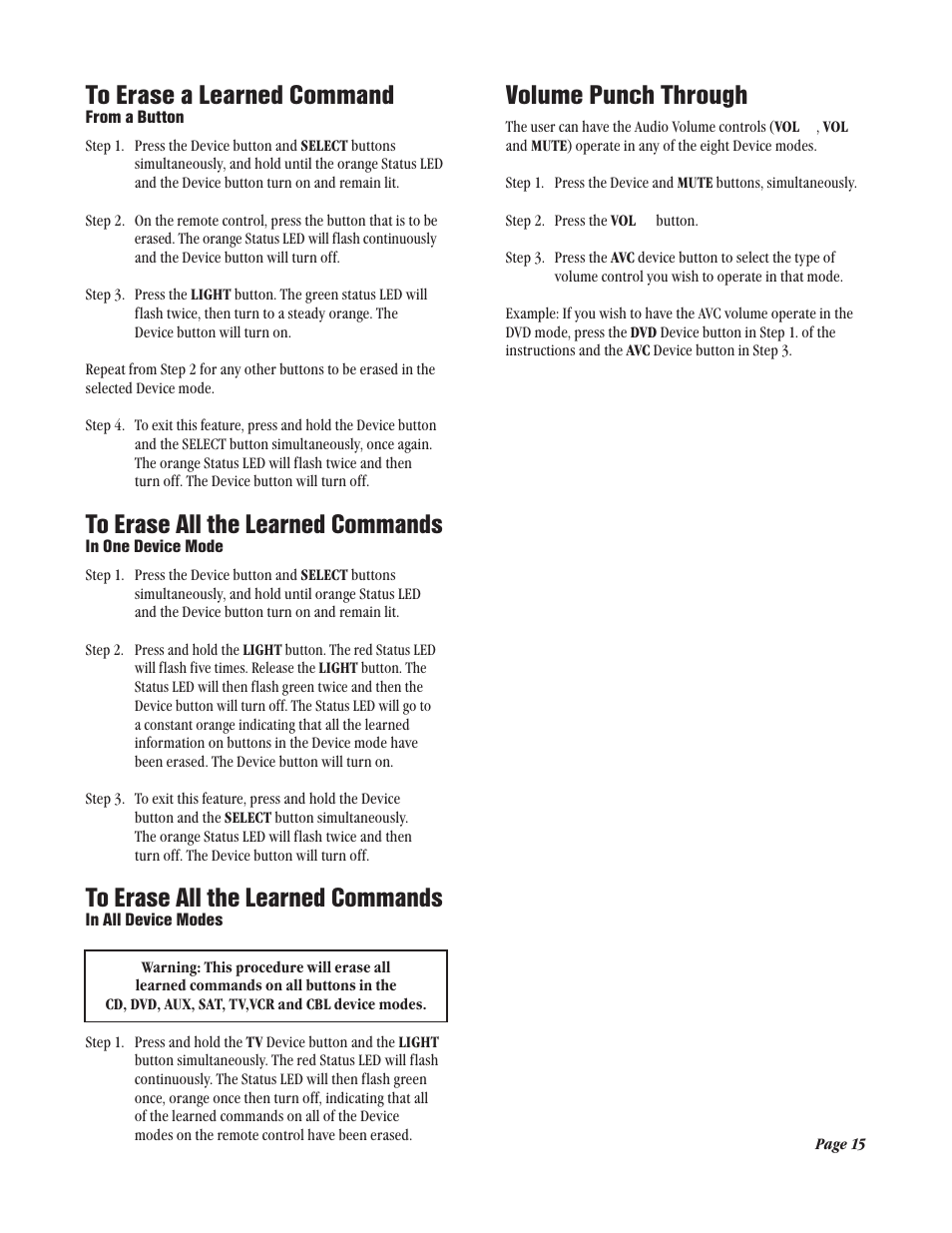 Volume punch through | Legend Audio ATP 7500 User Manual | Page 15 / 20