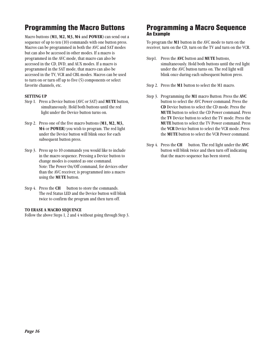 Programming the macro buttons, Programming a macro sequence | Legend Audio ATP 7500 User Manual | Page 16 / 20