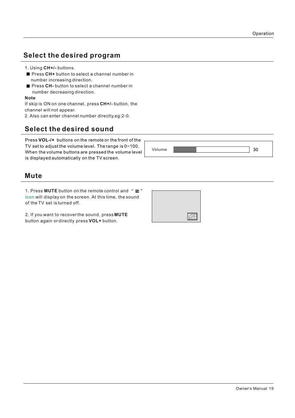 Select the desired sound, Mute, Select the desired program | Legend Audio L4269 User Manual | Page 19 / 44